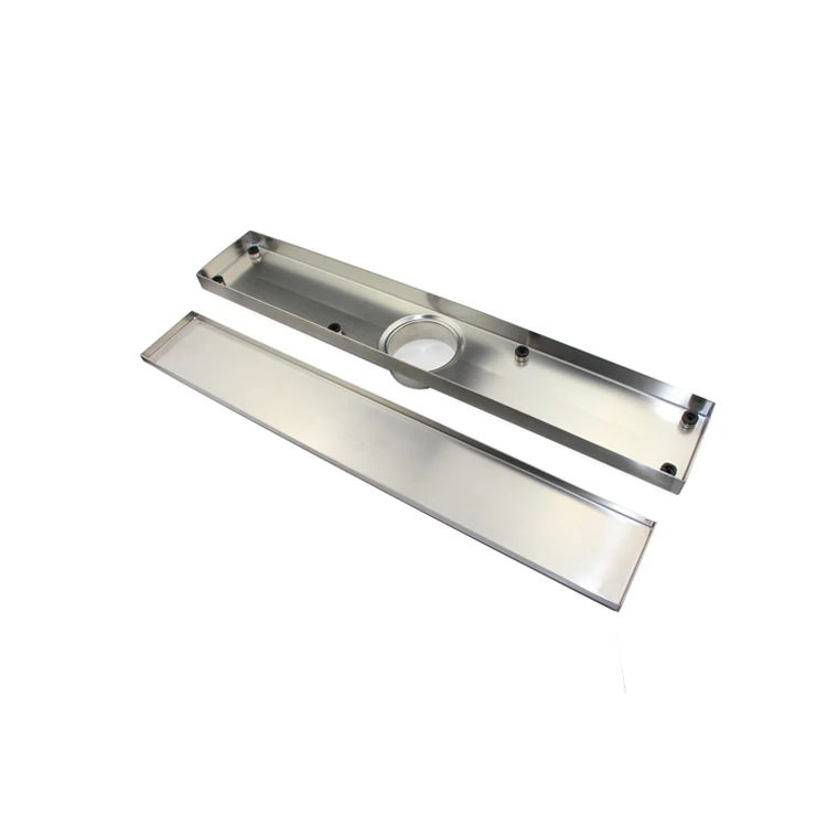 Rectangular Linear Shower Drain with Tile Insert Grate Brushed 304 Stainless Steel Floor Drain