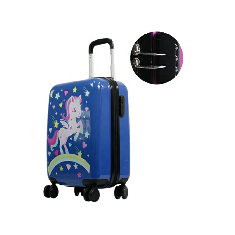 Lightweight 4 wheel spinner cabin hard shell personalized ABS travelling unicorn bags luggage trolley