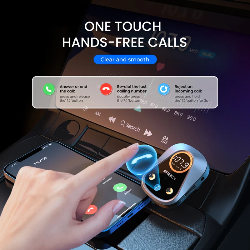 Usb Audio FM Transmitter Audio MP3 Player Dual USB Car Charger Bluetooth 5.0 Kit Portable Cigarette Lighter Bluetooth Adapter