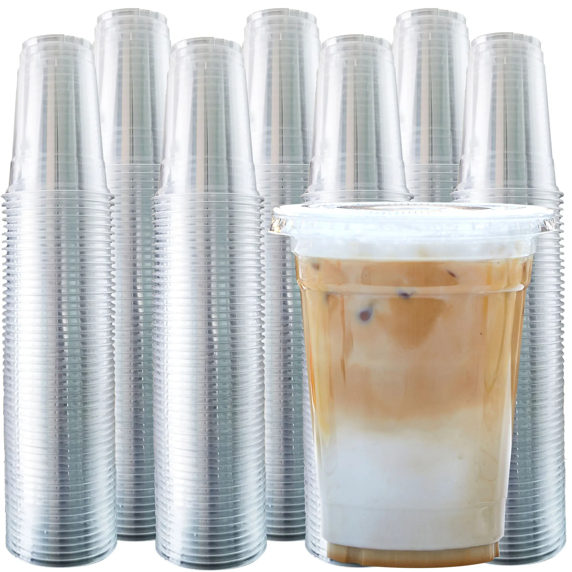 Amazon Top Seller  Takeaway Ice Coffee Bubble Tea Cup Disposable Plastic Cup 16 oz PET Boba Milk Tea Cup