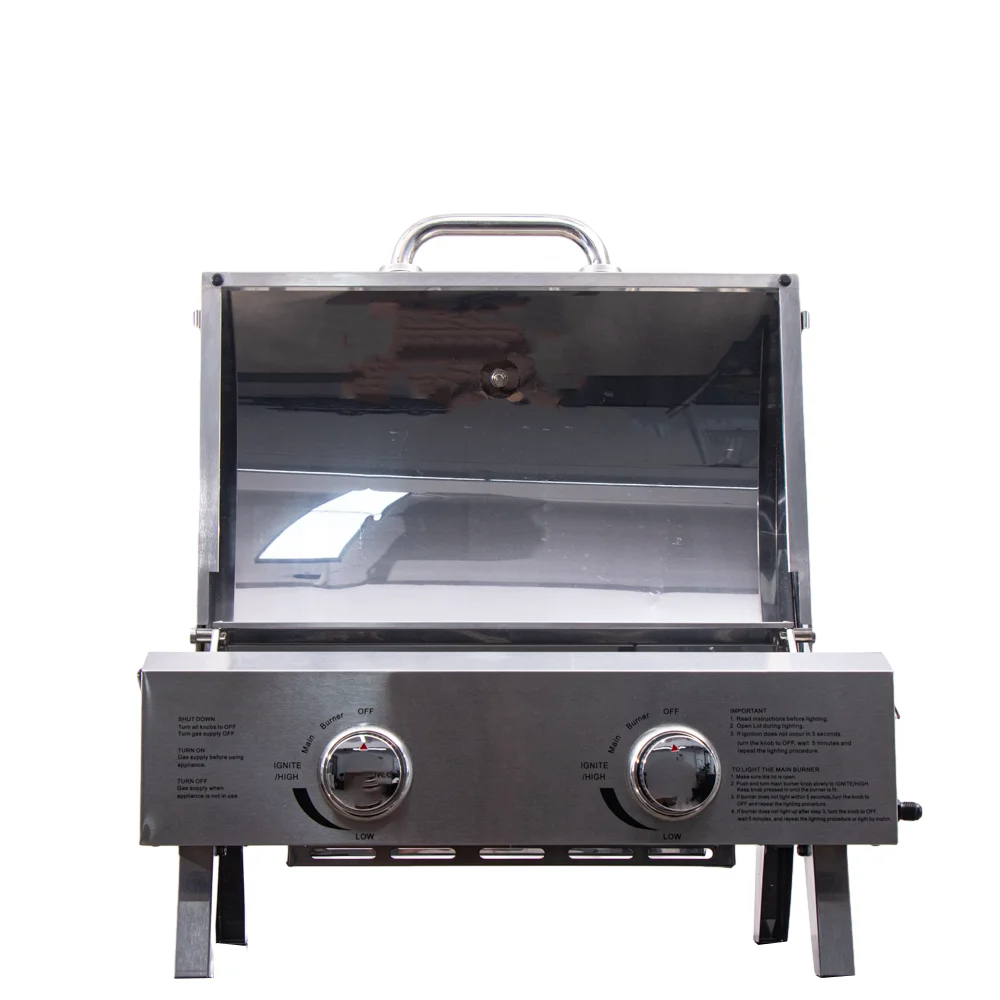 Outdoor Kitchen Cooking Desktop stainless steel dual Control knob build Propane built in gas grill bbq smoker grill for Garden