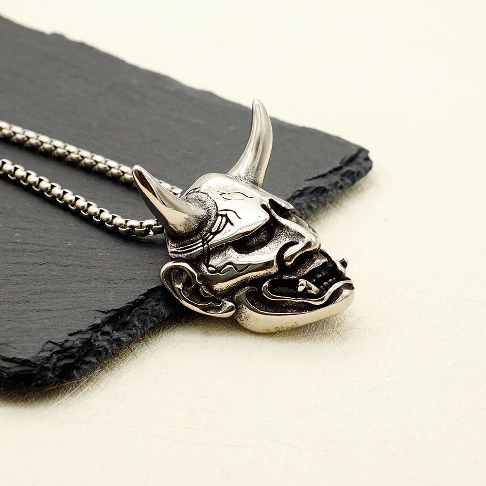 Cinmo Horrible Demon Head Pendant Necklace Halloween Devil Skull Stainless Steel Necklaces For Men Women Fashion Jewelry Gift