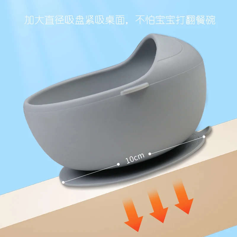 BPA Бесплатная новая 2023 100% пищевая детская чаша с мультяшным принтом присоска силиконовая ложкой набор