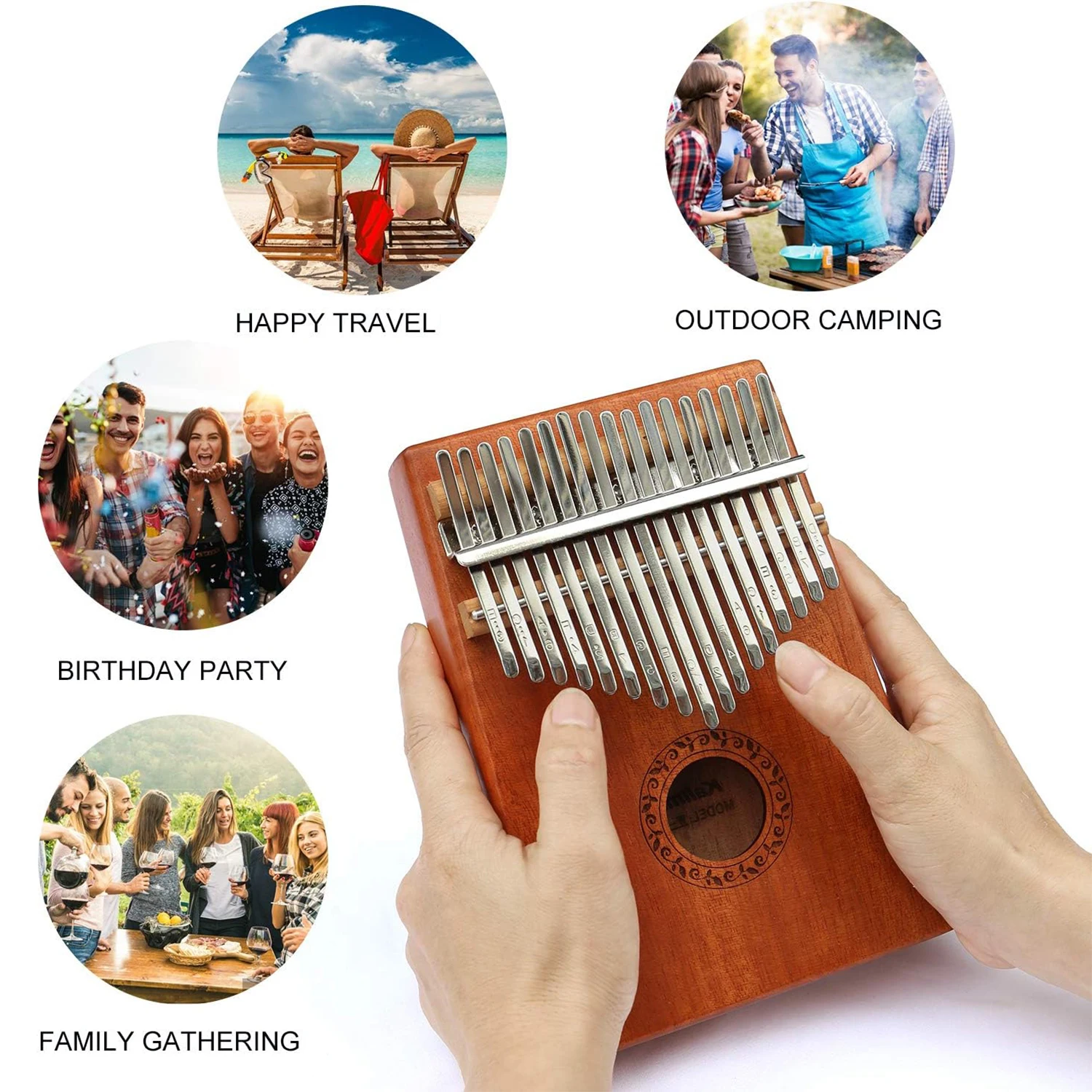Gift for Kids Adult Beginners Kalimba 17 Keys Thumb Piano Portable Mbira Sanza African Wood Finger Piano