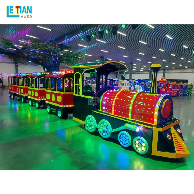 Attractive outdoor playground tourist train prices amusement park kids trackless train rides for sale