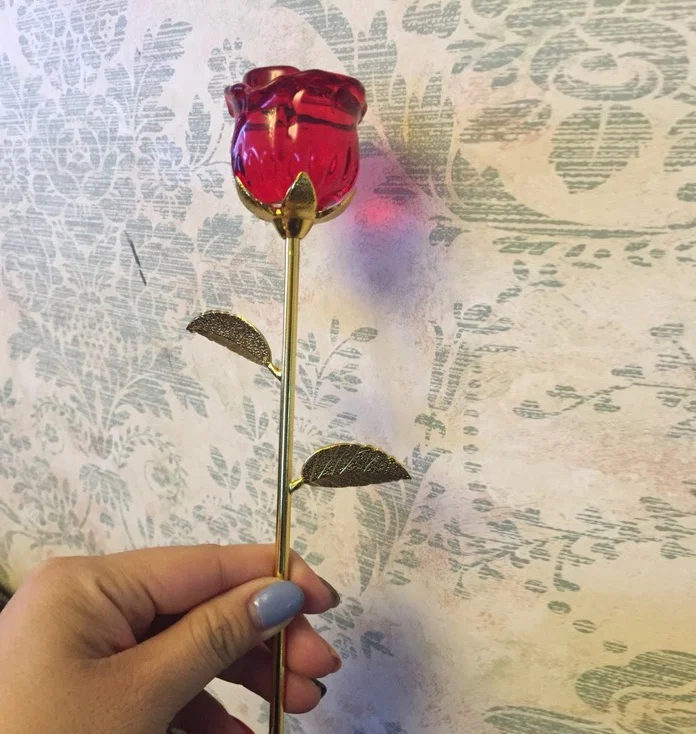 MH-H0123 Beautiful Hot Sale Crystal Rose Flower Gold Stem Bomboniere Crystal Gift Souvenir Crystal Rose For Gifts&&wedding