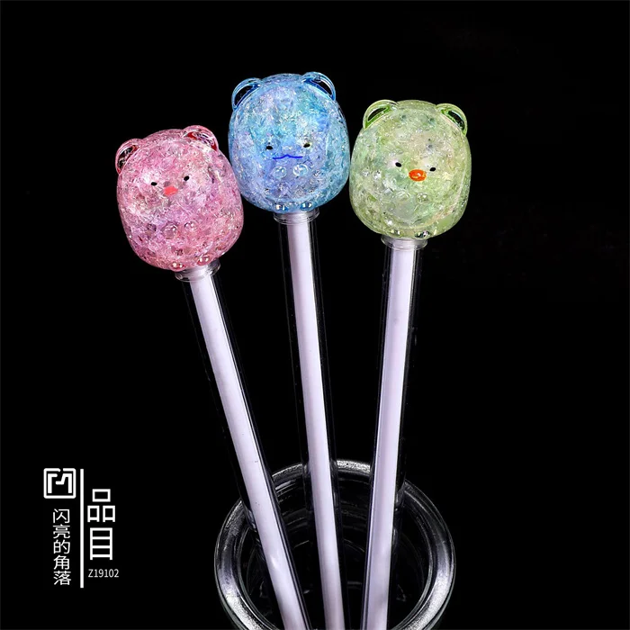 indonesia beautiful school office write stationery imported of creative lovely bear head top design black ink gel pen 0.38mm