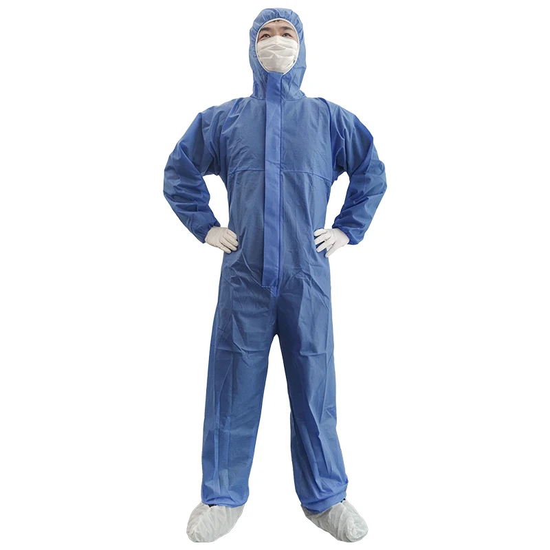 Factory Supply Wholesale Price Chemical Protective Liquid Resistant Gown Suit 50g PP Hood Disposable Coverall