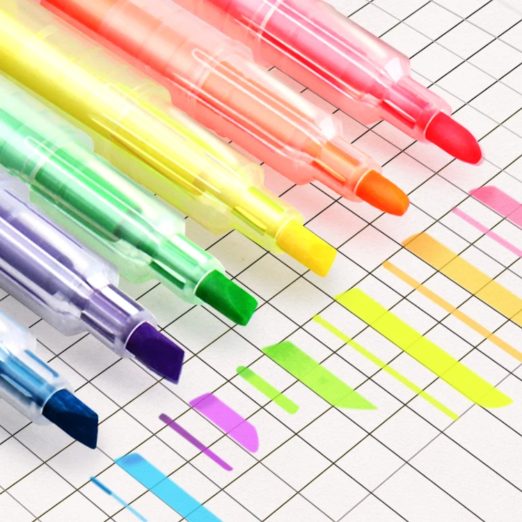 
Highlighter Marker Pen Watercolor Fluorescent Highlighter Pen Double Head Permanent Marker Pen For Office School 