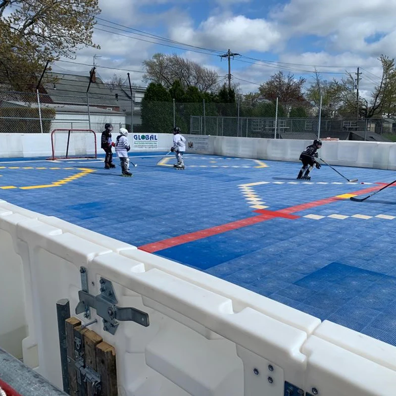 interlocking ice hockey court flooring pp outdoor portable flat inline hockey rink tiles