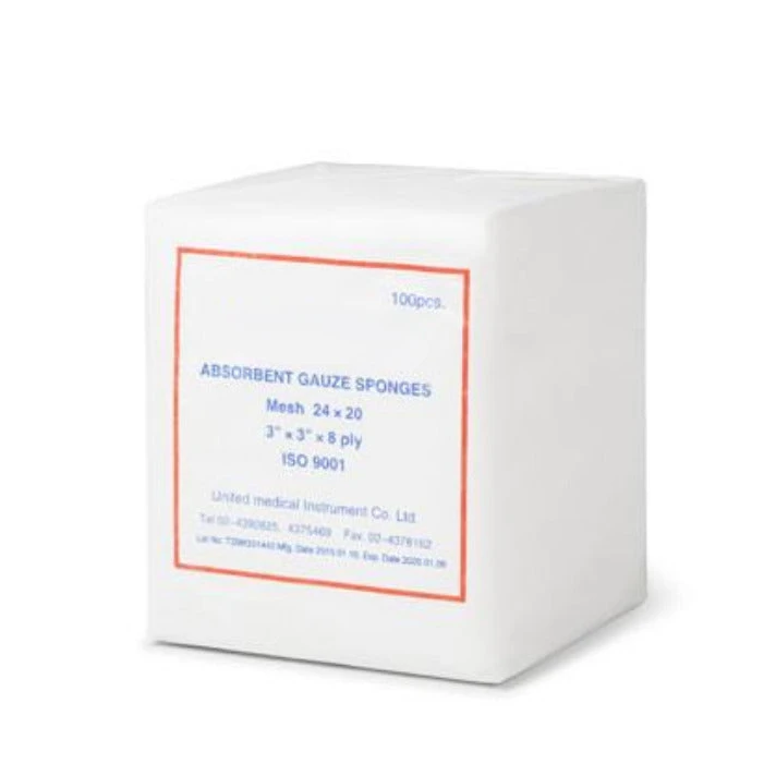 Customize 100pcs packing absorbent gauze 3*3 gauze swabs