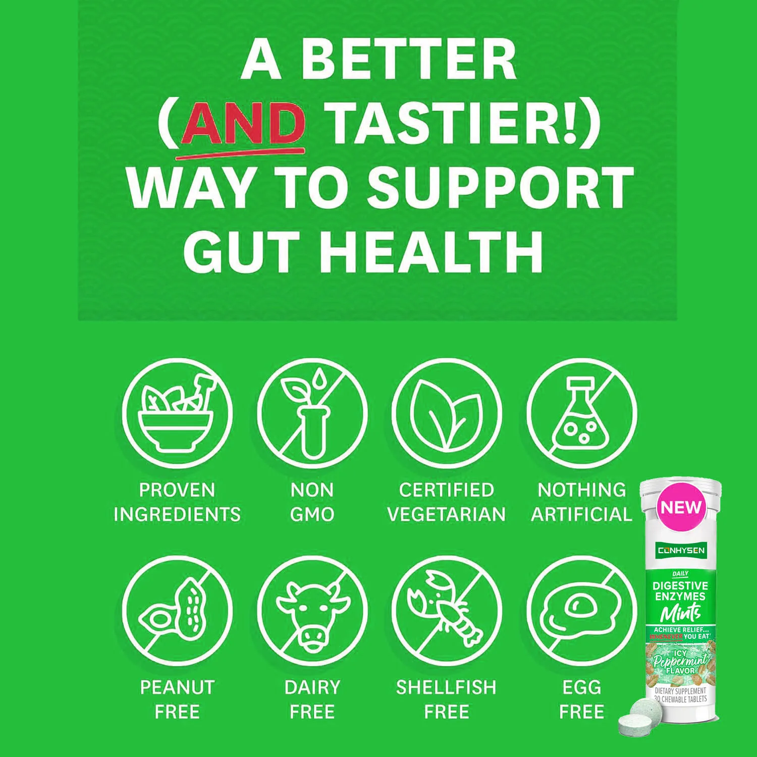 High Quality Peppermint Flavor Daily Digestive Enzymes Mints Reduces Bloating & Digestive Upset For Adult