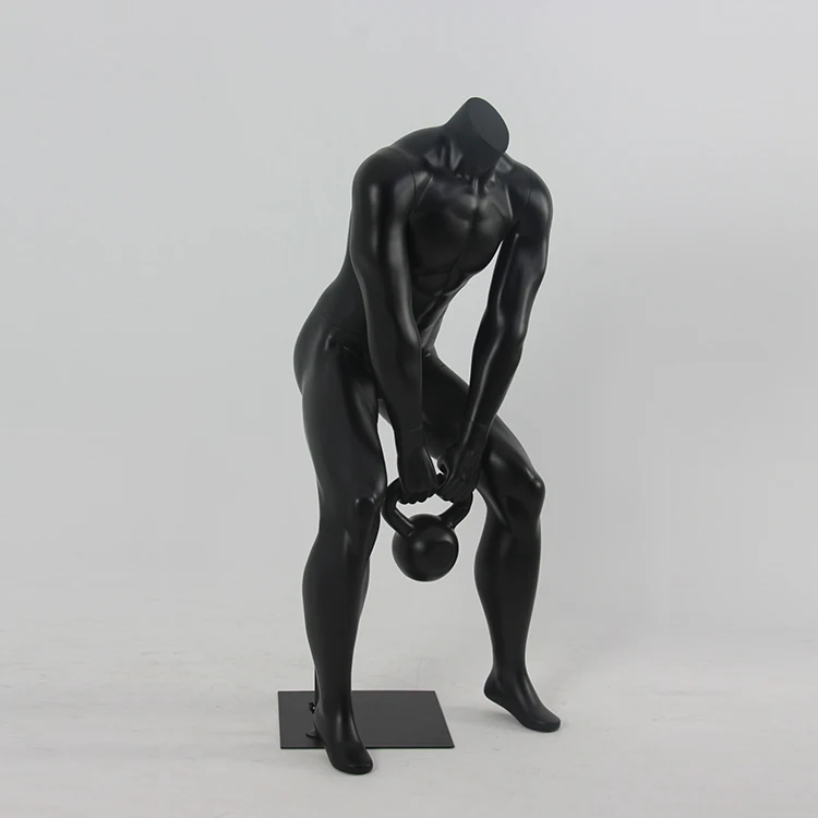 Headless Black Manikin Fitness Muscle Manikin Sports Male Mannequins Dummy