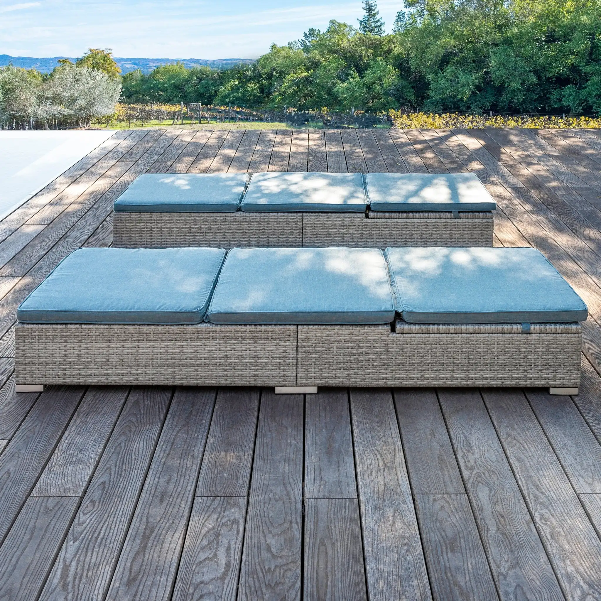 Sunway Height Adjustable Outdoor Pool Bed Rattan Sun Loungers