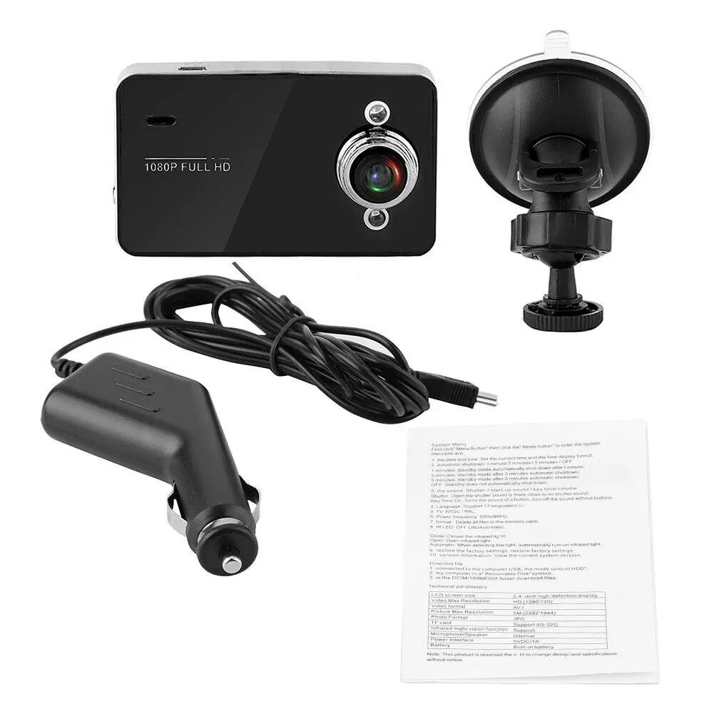 Автомобильная видеокамера K6000 видеорегистратор 2 7 дюйма HD 1080P ночная