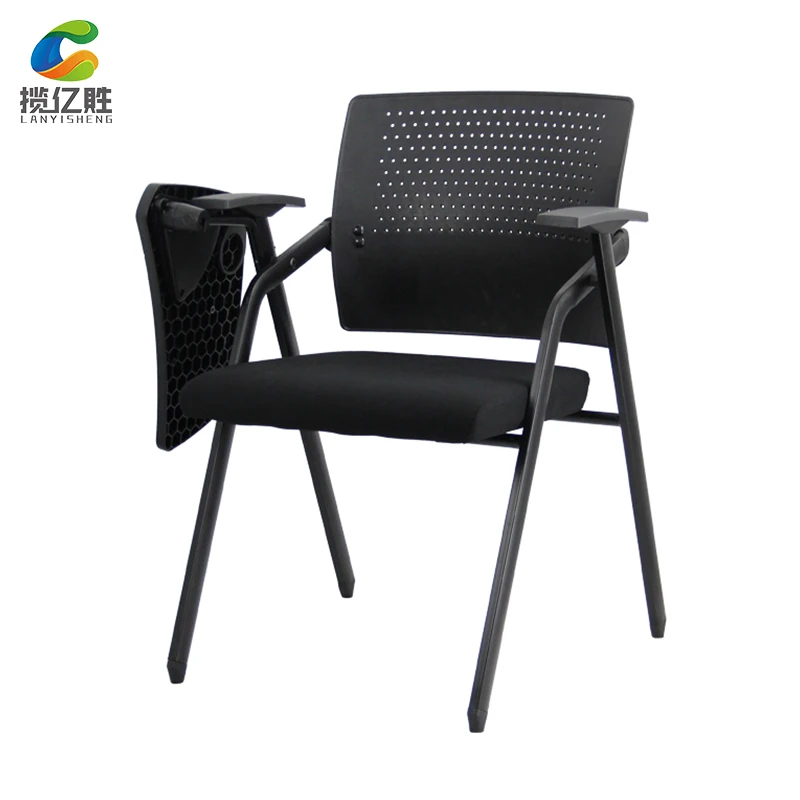 
ichair 2020 custom design black plastic folding chairs portable with writing pad 
