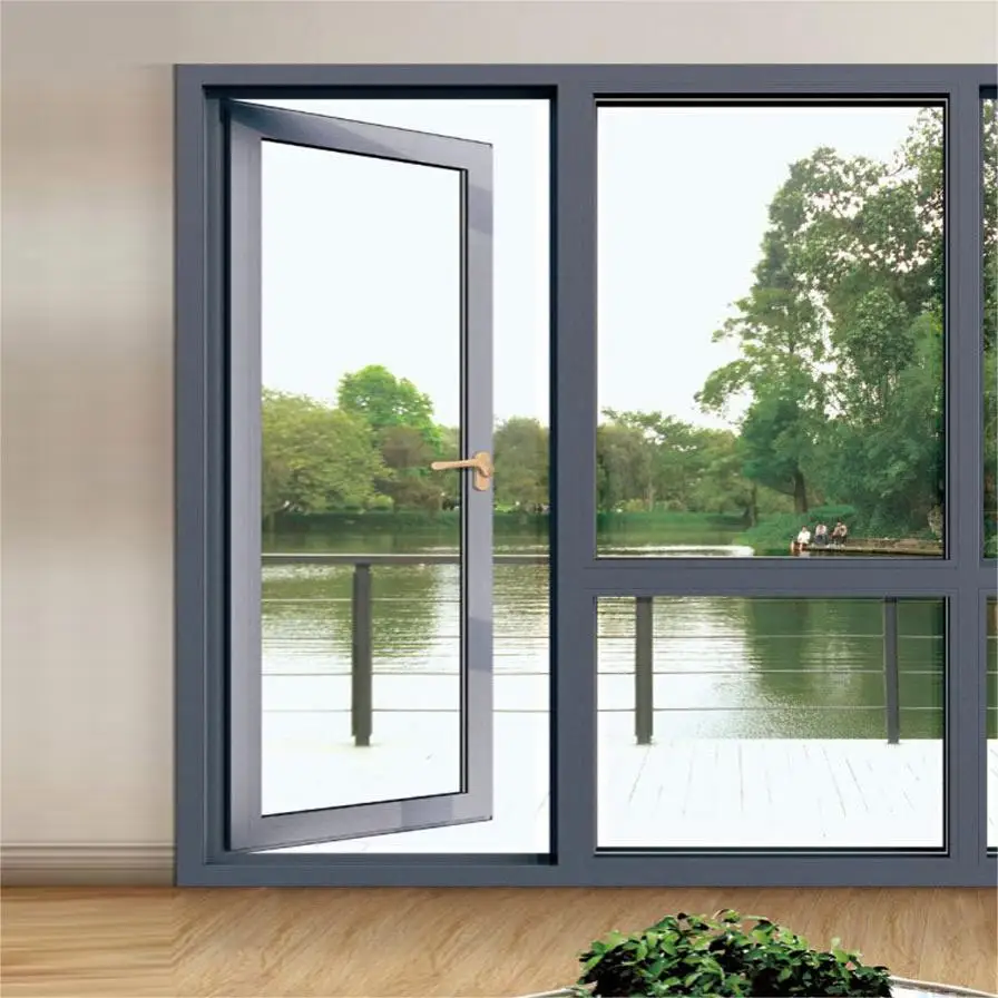 Hurricane Impact Front Glass Doors Aluminum Casement Door Cheap Price and windows Aluminium Double Glass Entry Doors