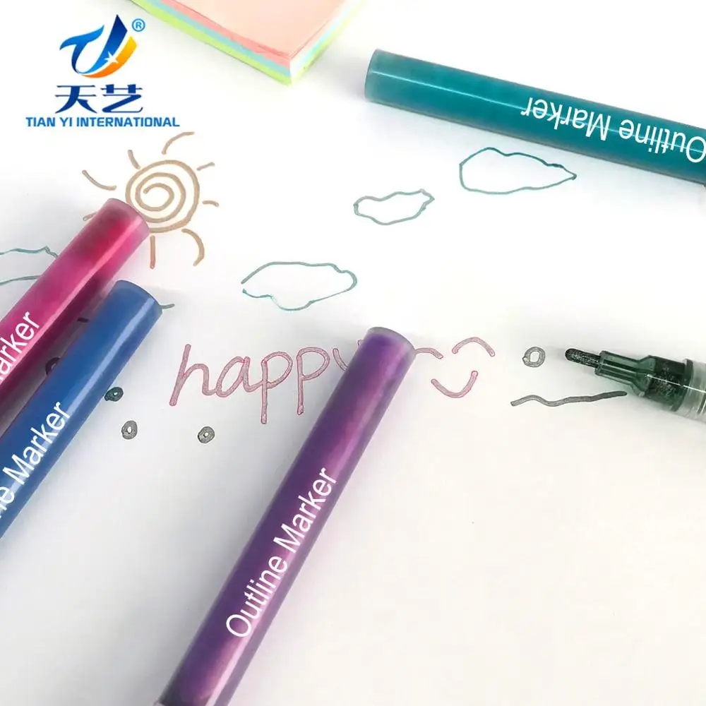 Double-Line Contour Highlight Pen Double Line Outline Marker painting Pen DIY Poster Contour Pen for Gift Card Writing Drawing