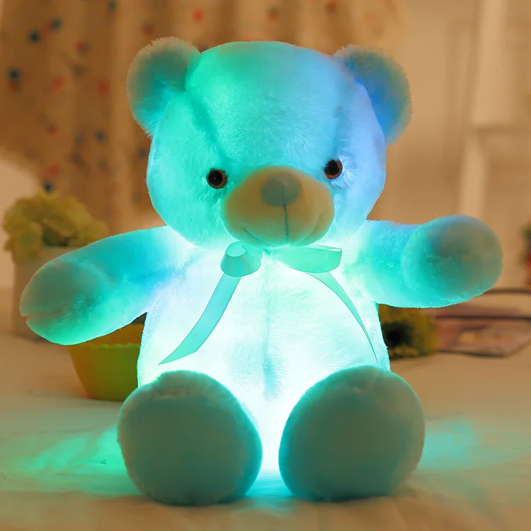Hot Sell Creative Light up LED Colorful Glowing 30CM Teddy Bear Stuffed Animal Plush Toy Christmas Gift