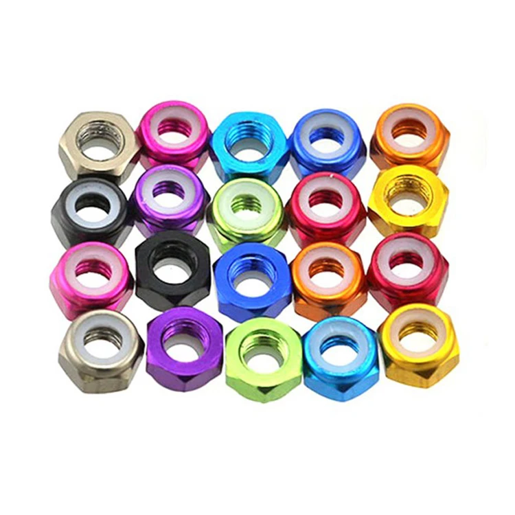 DIN985 Hex Nylon Insert Lock Nut M3 M4 M5 M6 M8 aluminum alloy nylon locking flange nut