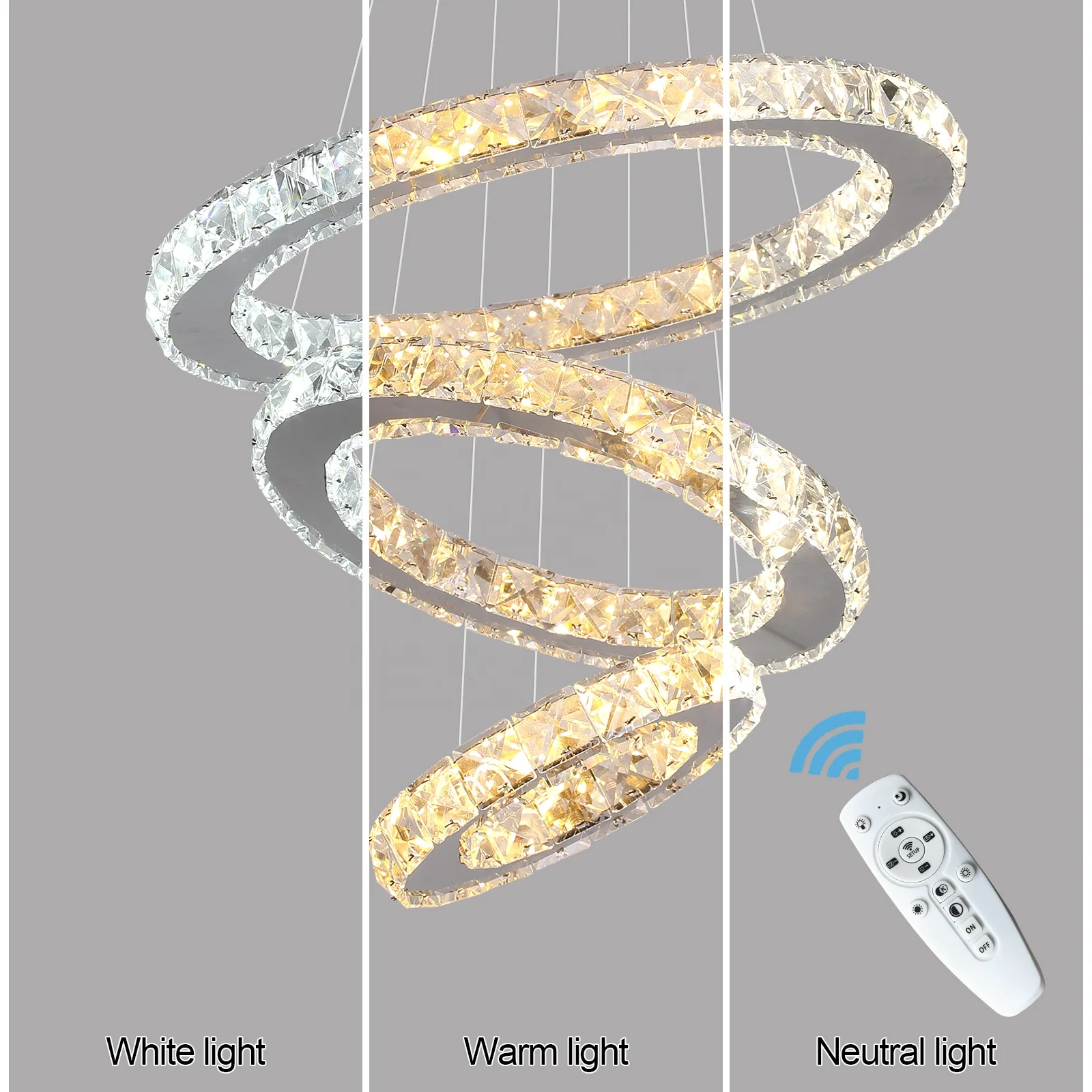 3 Ring Shape Modern Clear K9 Crystal Chandeliers Ceiling Luxury Pendant Light Fixture