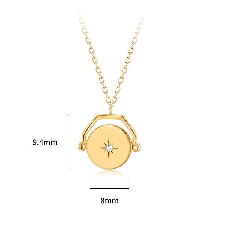 Mercery Hot Sale Fashion Luxury Jewelry Unique Design Geometric Pendant Necklace Real  Gold 14K Necklace For Best Friend