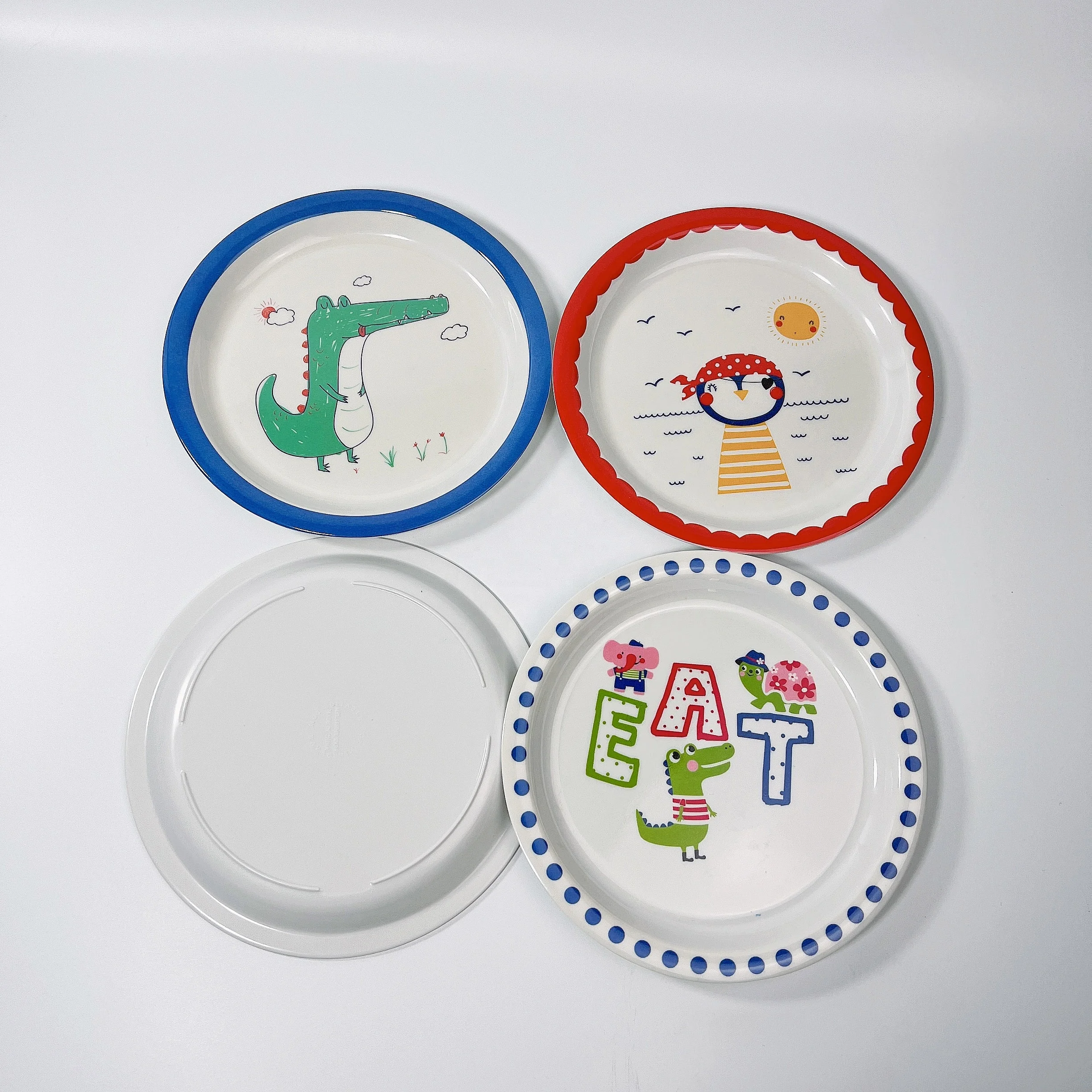 Unbreakable Kids Baby Melamine Tableware Divided School Canteen Plate Mugs Cups Dinner Sets
