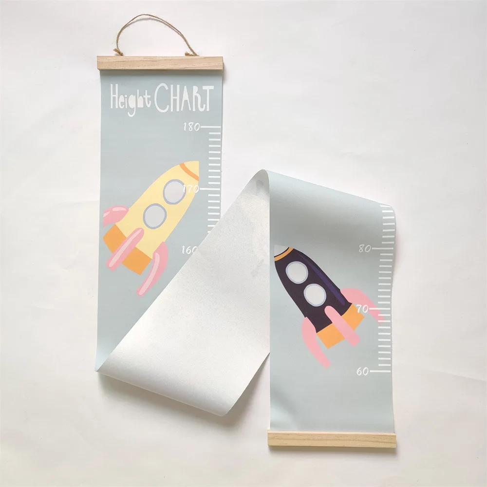 IN STOCK Children Removable waterproof Handing Ruler wood Canvas growth baby height growth chart for kids