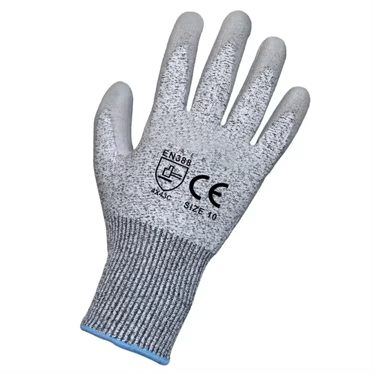 HPPE Best En388 tig welding Protective Industry Anti Cut types Level 5 PU Coated Construction Work Safety high voltage Gloves