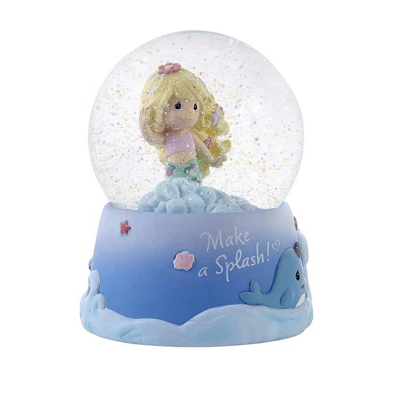 polyresin cute mermaid snow globe custom snow globe for wedding Souvenir