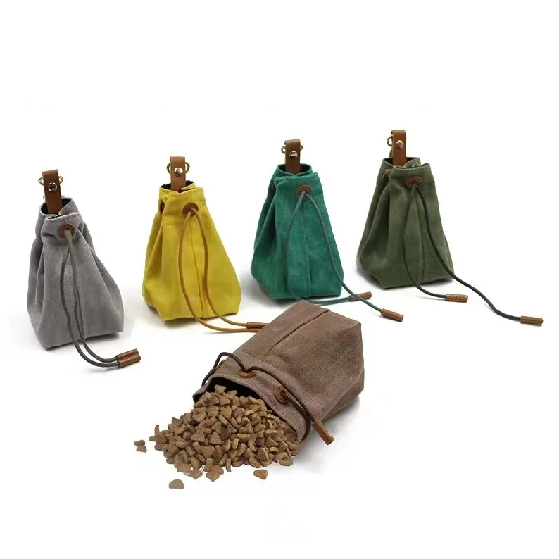 Portable Canvas Dog Treat Bag Pet Food Storage Snack Bags Canvas Waist Training Pouch