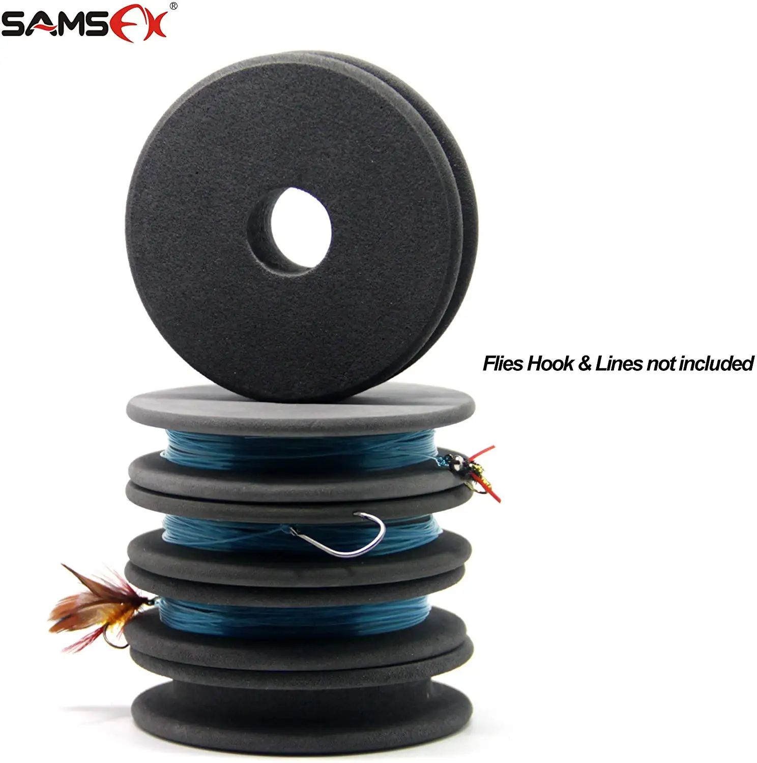 SAMSFX Die Cut EVA Foam Round Rig Winder Spools Fishing Line Accessories for Tippet Holder 5 Pieces in Pack