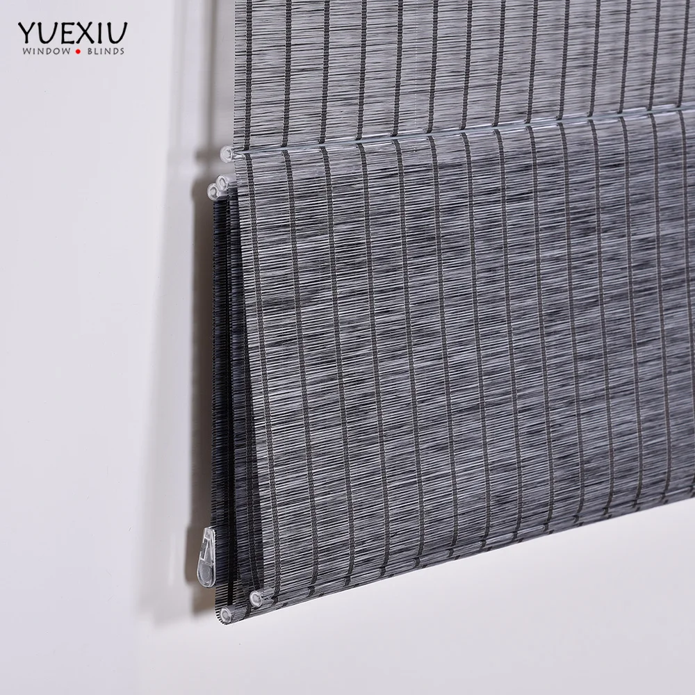 Customized Modern Style Manual Roman Blinds Curtains Light Filtering Fabric Roller Shades for Living Room Windows