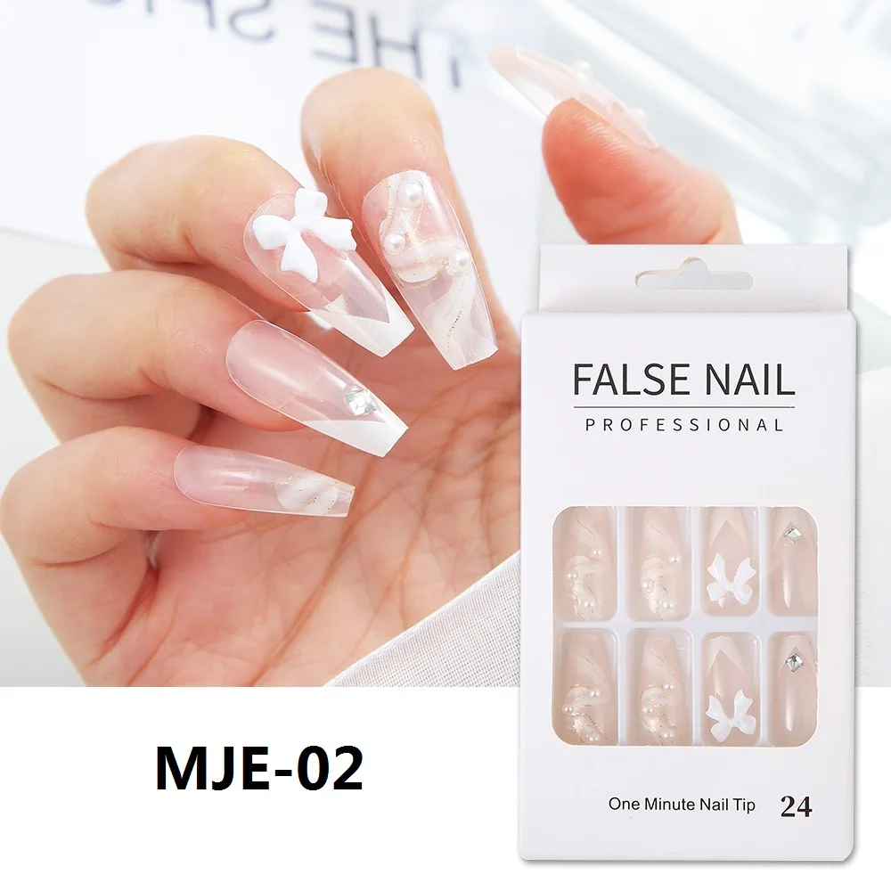 24 pcs nail art tips wholesale xxl coffin press on nails en gros false  nails with glue