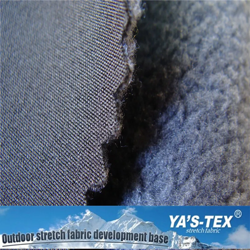 Rip-Stop softshell fabric four way stretch bonded polar fleece with TPU membrane fabric