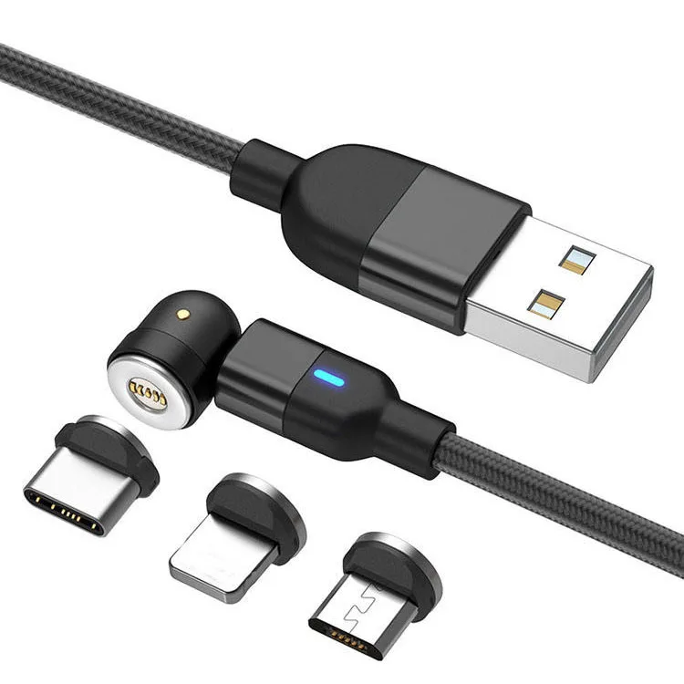 Магнитное зарядное устройство 3 в 1 с поворотом на 540 градусов быстрый зарядный кабель L-образной формы прямой USB-кабель 3A для передачи данных Android Type C