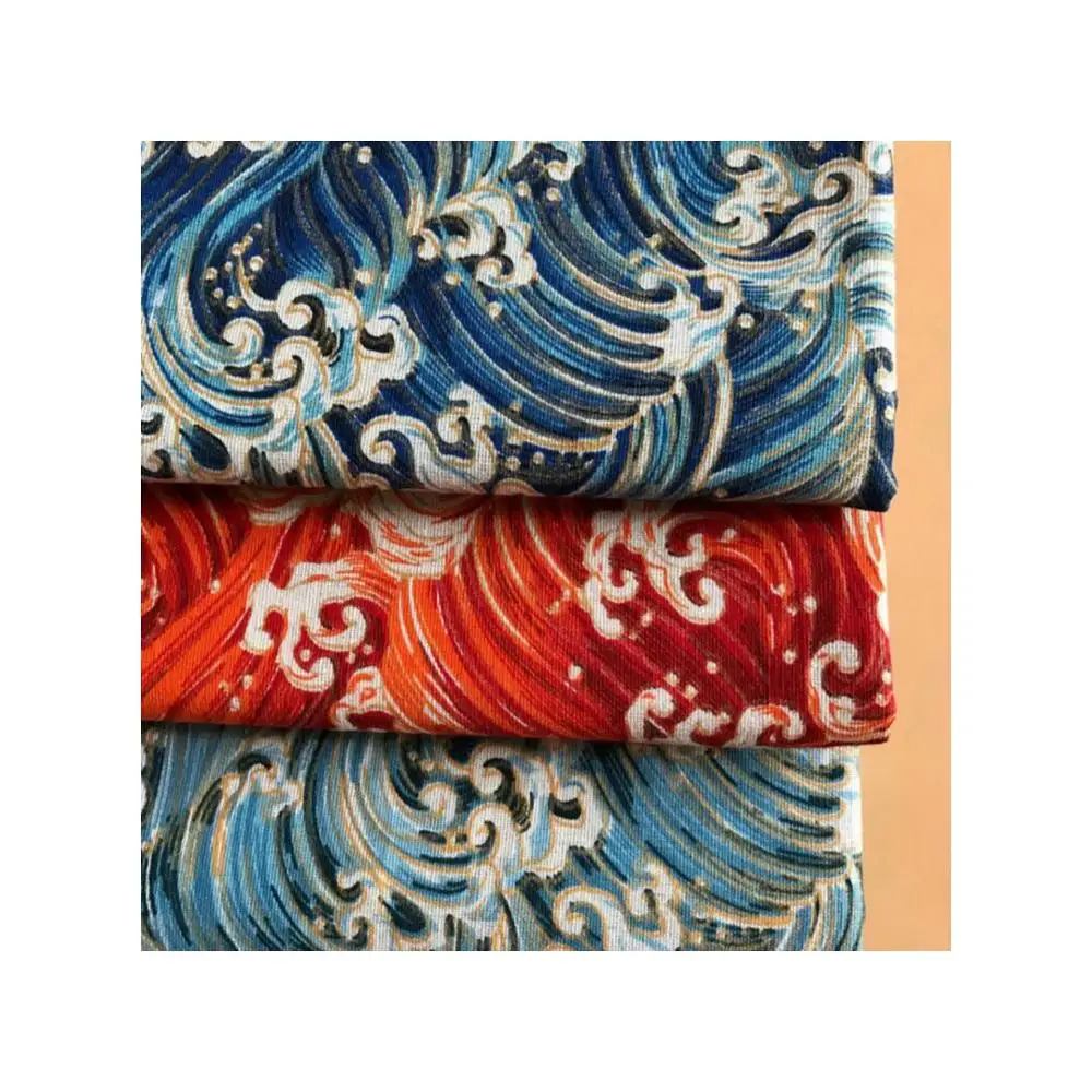 Japanese Design Linen Fabric High Quality Printed Vintage Textiles For Curtains Sofa Cushion Pillow Table Cloth