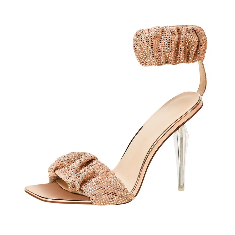 Open Toe  Spike  Clear Heel Sandals Wedding Shoes Sandals Lady Stiletto Designer Shoes Women Zapatos de mujer