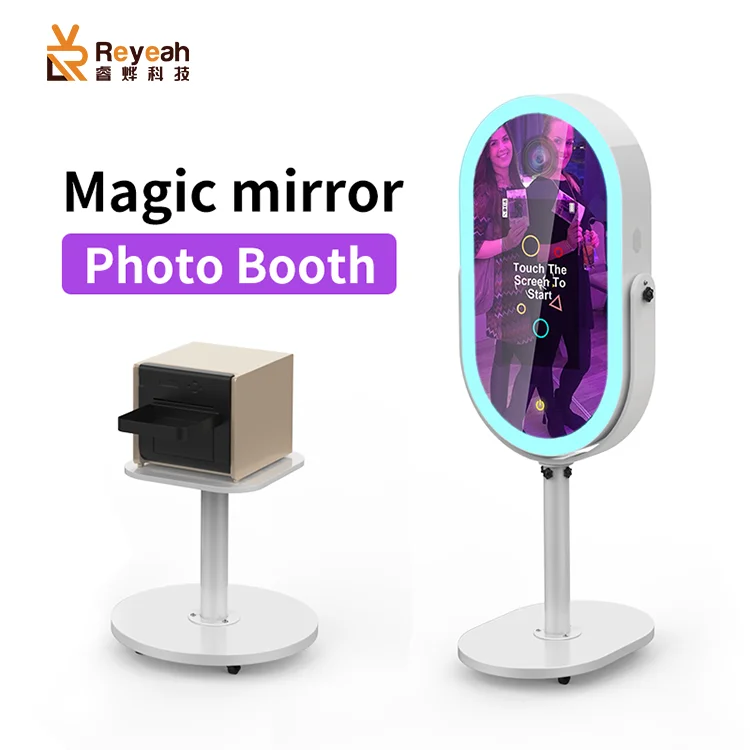 2022  DSLR Photo Booth Kiosk Oval Mirror Booth For rental business
