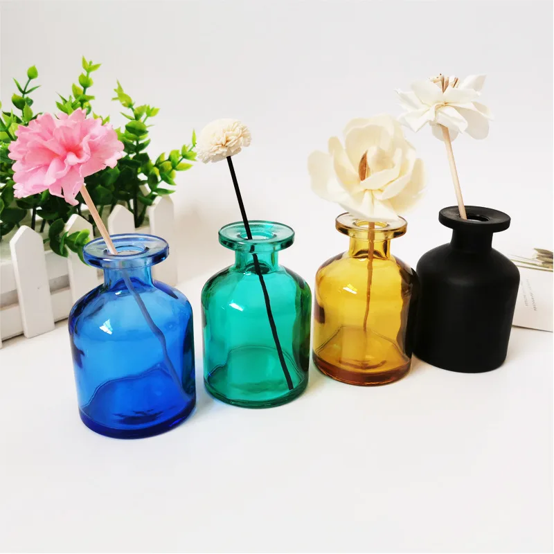 High Quality Custom 100ml Clear Blue Big Belly Reed Diffuser Glass Bottle