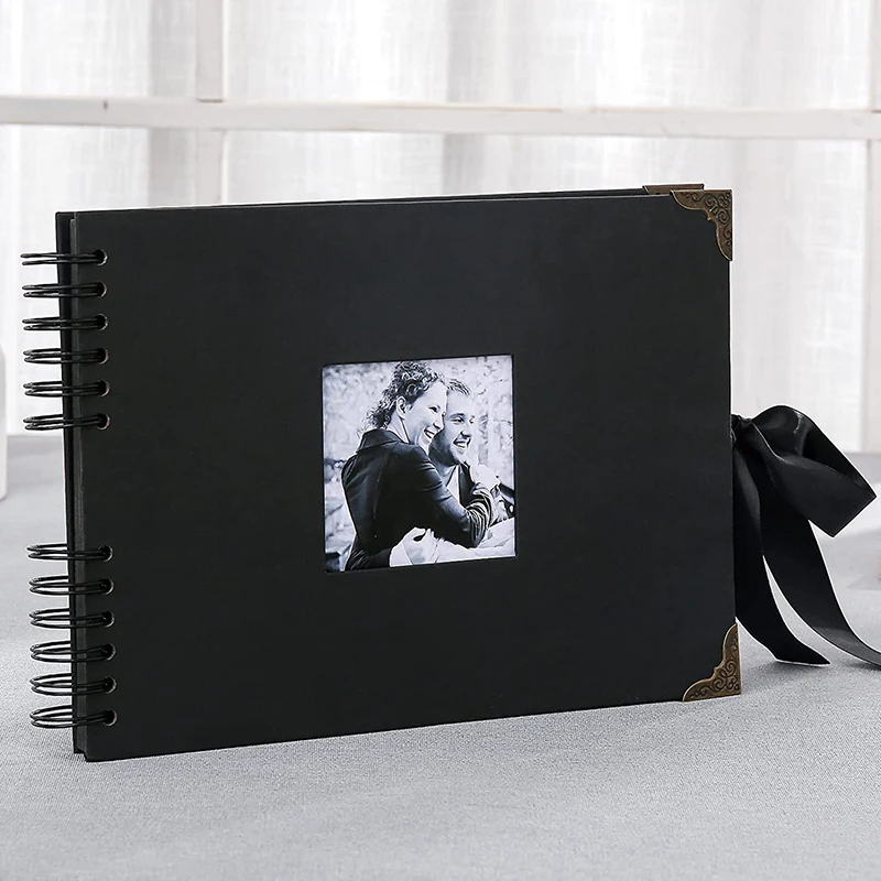 Готовый к отправке логотип на заказ 11x8 дюймов черная книга для скрапбукинга в твердом переплете творчества поставщик детских фотоальбомов набор «сделай сам»