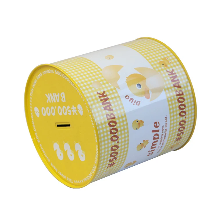 Round shape cute printing unique coin banks promotional coin saving bank for Children