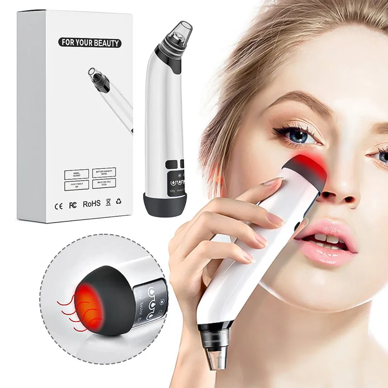 Electric Vibration Vacuum Suction Blackhead Remover Machine Hot and Cold Compress Whitehead Pimple Extractor Face Pore Cleaner