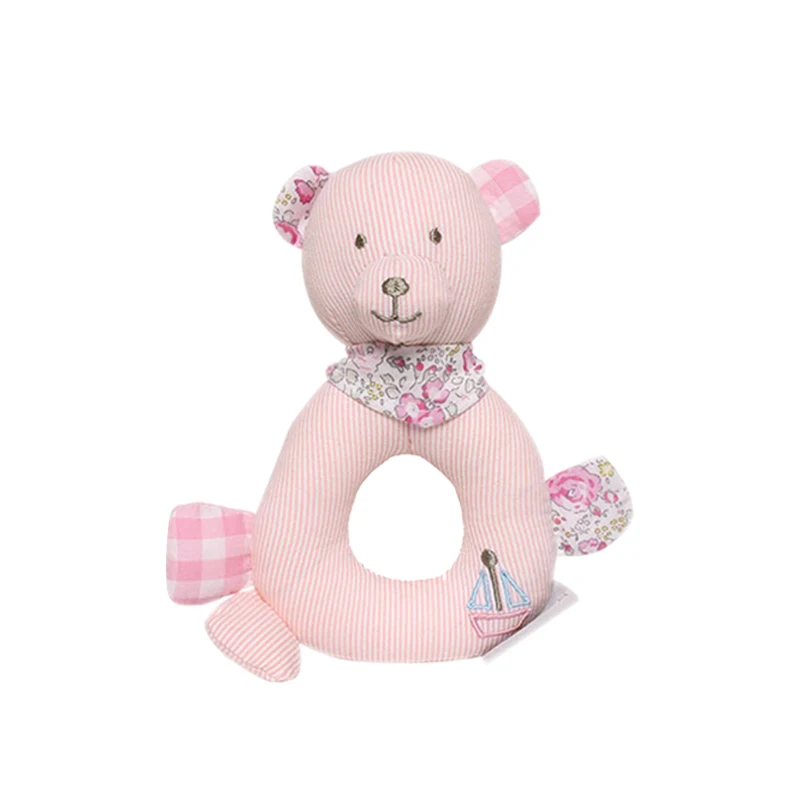 Ready to ship OEM CUSTOM Organic Unicorn stuffed rattle plush teether ring baby chew toy baby teething Educational baby gift set