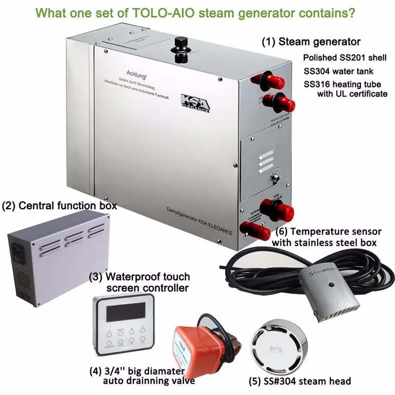 TOLO-180 AIO Sauna Steam Bath Generator 18KW For Turkish Hammam Wet Steam Sauna Commercial Use Home Use