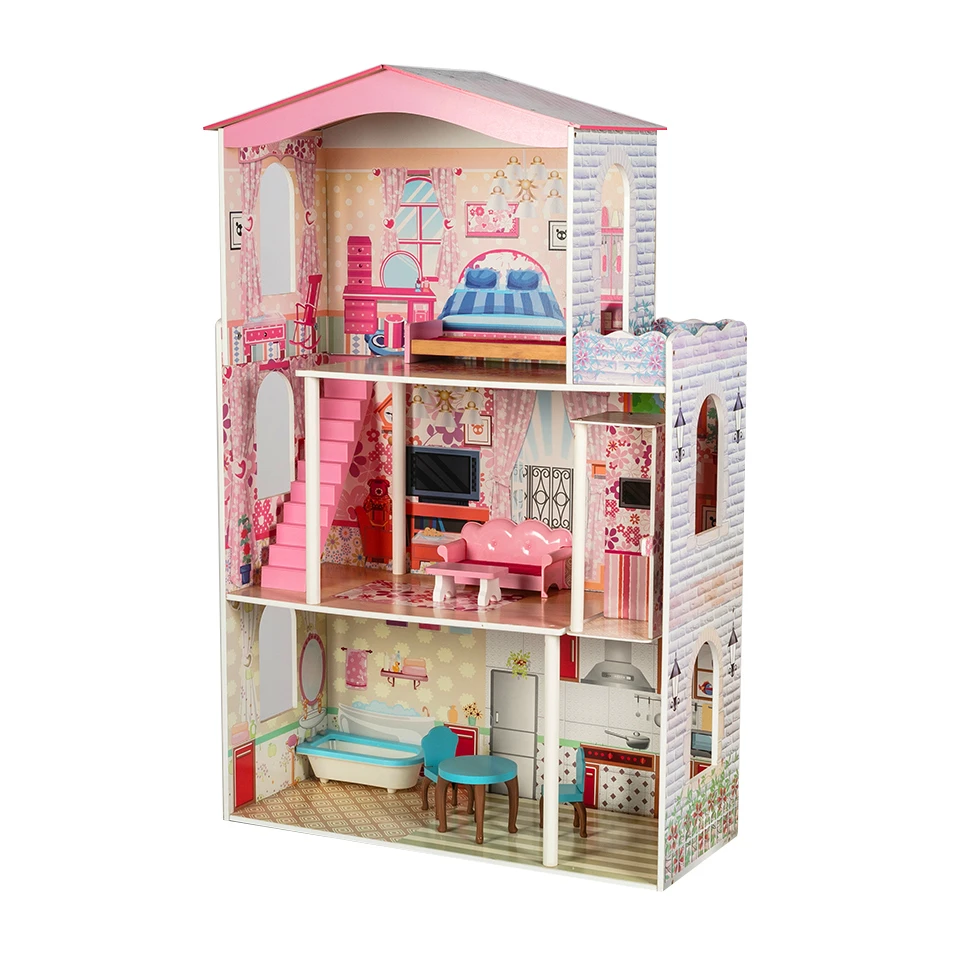 Wholesale Educational Furnitures Kids Wood Wooden Doll House for Girls