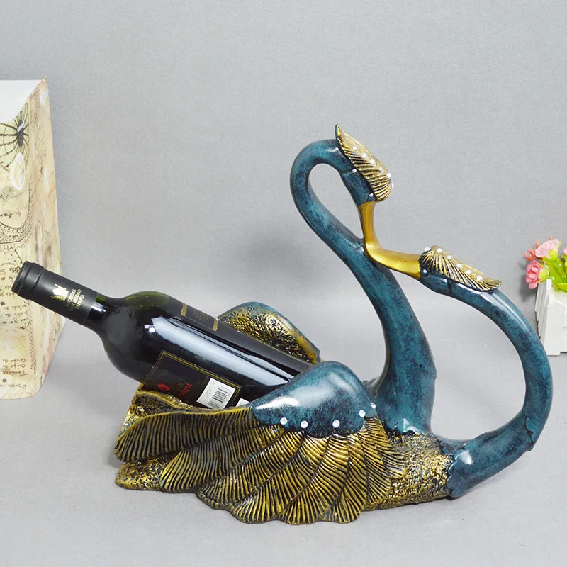 Wholesale Home Decorative Gift for Wine Lovers Wine Cabinet Swan Countertop Wine Srorage Holder Stand Rack Shelf