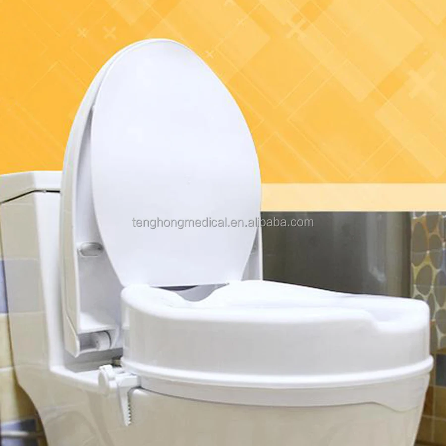 Standard Seat 6 inches Raised Toilet Seat with lid and Lock for Handicapped elderly