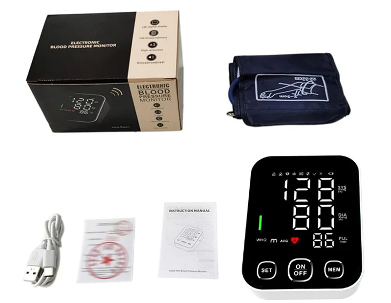 Factory Price Customization Voice Upper Arm Blood Pressure Monitors With 198 Memory