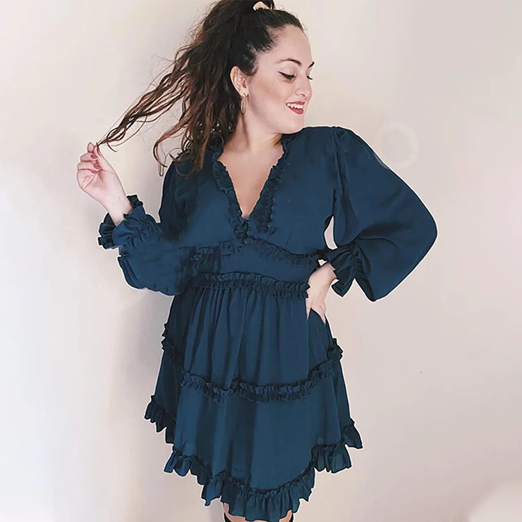 Able Plus Size Mujer  Vestido De 15 Longo Fall Gaun Vestidos-Pelo-Joelh Custom Plus Dress Plus Size Casual Dresses Ladies